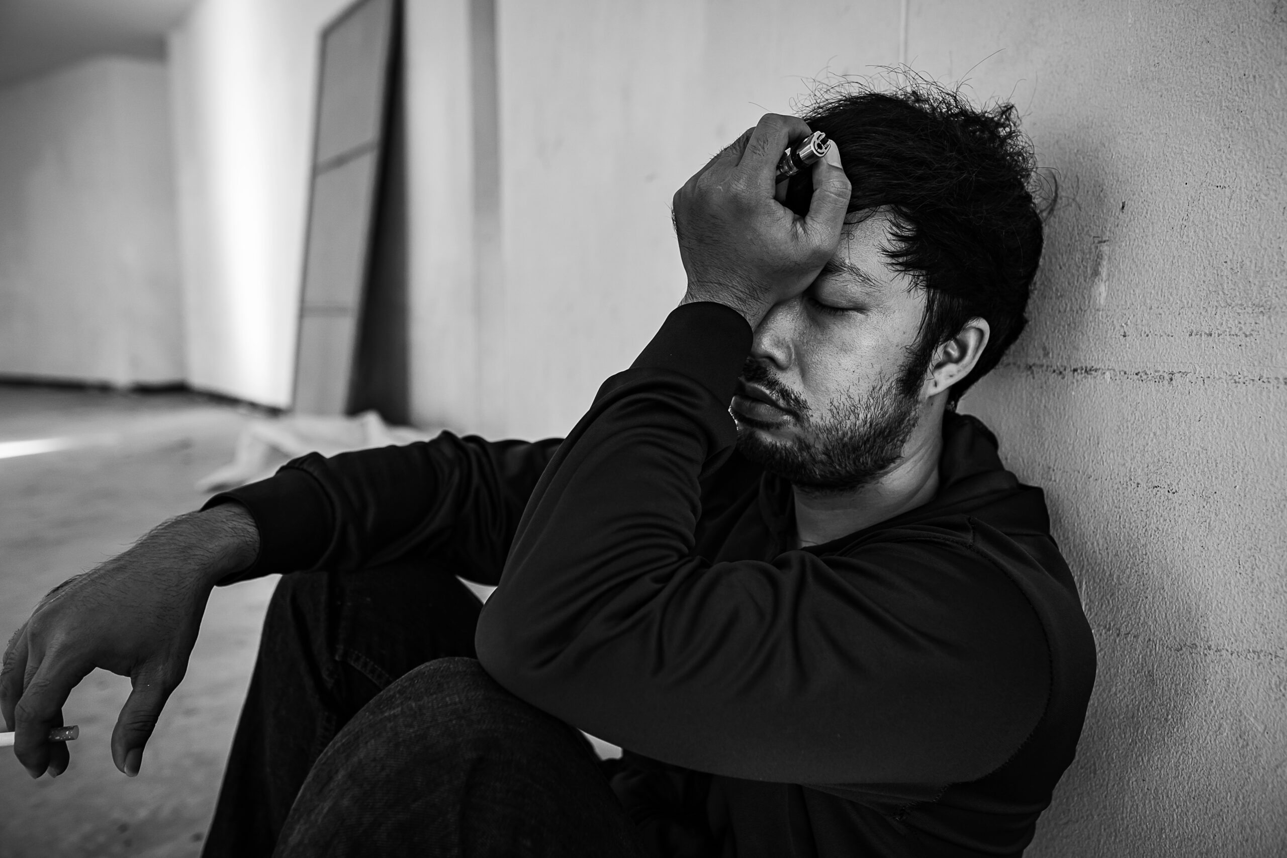 Men addicted with severe depression
